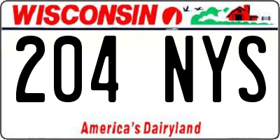WI license plate 204NYS