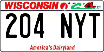 WI license plate 204NYT