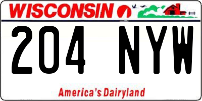 WI license plate 204NYW