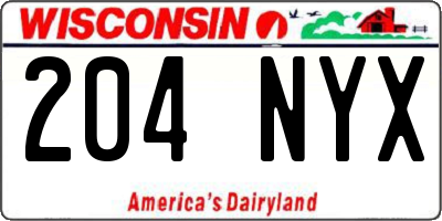 WI license plate 204NYX