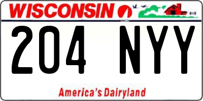 WI license plate 204NYY