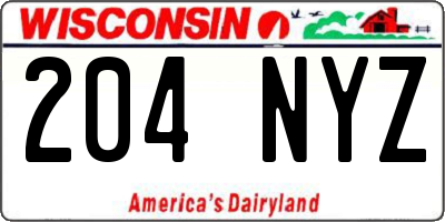 WI license plate 204NYZ