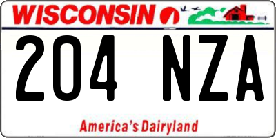 WI license plate 204NZA
