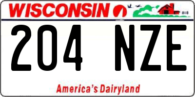 WI license plate 204NZE