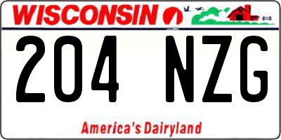 WI license plate 204NZG