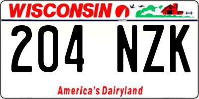 WI license plate 204NZK
