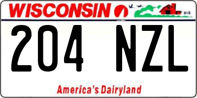 WI license plate 204NZL