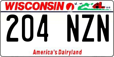 WI license plate 204NZN