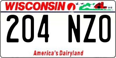 WI license plate 204NZO