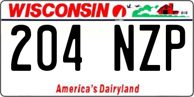 WI license plate 204NZP