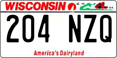 WI license plate 204NZQ