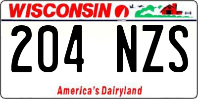WI license plate 204NZS