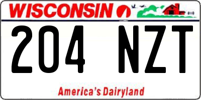 WI license plate 204NZT