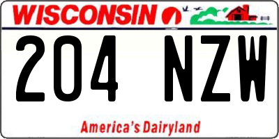 WI license plate 204NZW