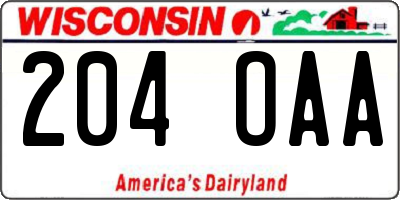 WI license plate 204OAA