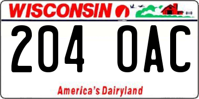 WI license plate 204OAC