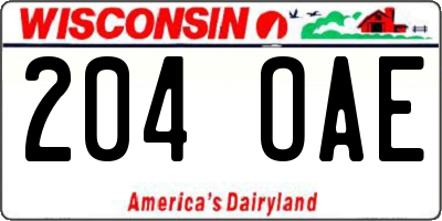 WI license plate 204OAE