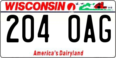 WI license plate 204OAG