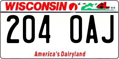WI license plate 204OAJ