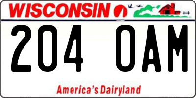 WI license plate 204OAM