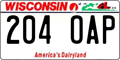 WI license plate 204OAP