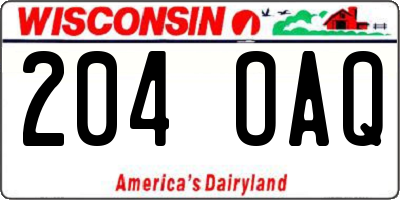 WI license plate 204OAQ