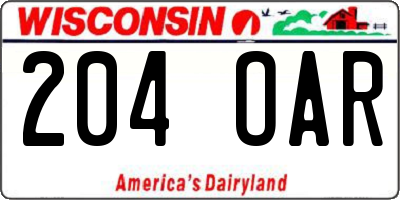 WI license plate 204OAR