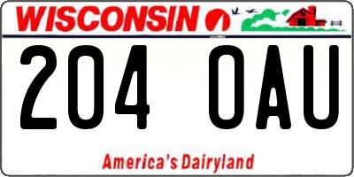 WI license plate 204OAU