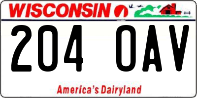 WI license plate 204OAV