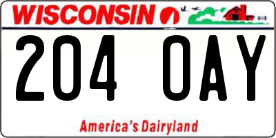 WI license plate 204OAY