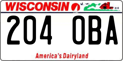 WI license plate 204OBA