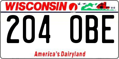 WI license plate 204OBE