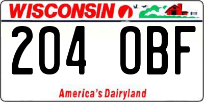 WI license plate 204OBF