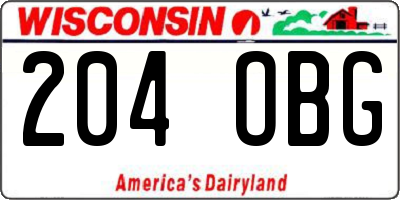 WI license plate 204OBG