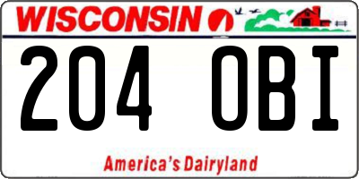 WI license plate 204OBI