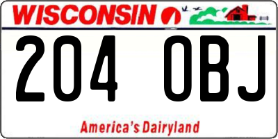 WI license plate 204OBJ