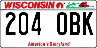 WI license plate 204OBK