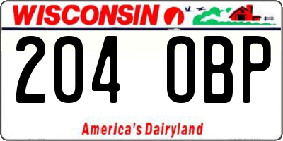 WI license plate 204OBP