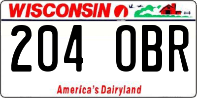 WI license plate 204OBR