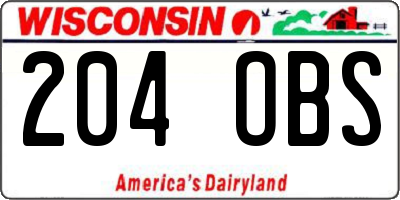 WI license plate 204OBS