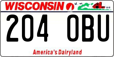 WI license plate 204OBU