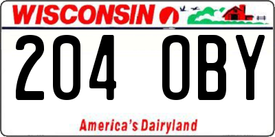 WI license plate 204OBY