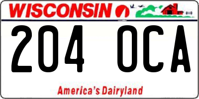 WI license plate 204OCA
