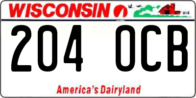 WI license plate 204OCB