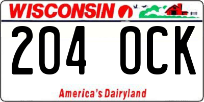 WI license plate 204OCK