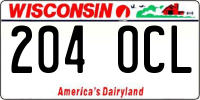 WI license plate 204OCL