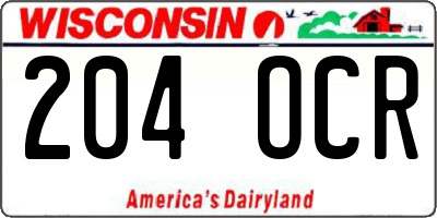 WI license plate 204OCR