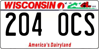 WI license plate 204OCS