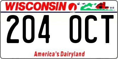 WI license plate 204OCT