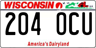 WI license plate 204OCU
